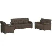 vidaXL Bankstel 3 pcs Grijs Kunstleer
