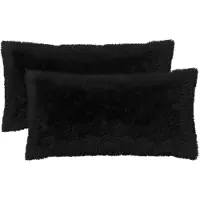 vidaXL Kussensloop 2 st HEERLEN Zwart 40 x 70 cm PV Fleece