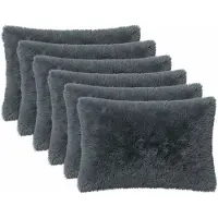 vidaXL Kussensloop 6 st HEERLEN Antracietkleurig 40 x 60 cm PV Fleece