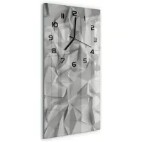 Tulup Wandklok - 3D-abstractie Moderne Wandklok Glas - 30x60 cm - Grijs Wandklok Glas Decoratie - Zwarte handen - Rechthoekige Klok - Glazen Wandklok Design - Klok Glas Met Opdruk