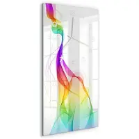 Tulup Wandklok - Kleurrijke abstractie Gekleurde Glazen Klok - 30x60 cm - Veelkleurig Glazen Klok Met Print - Witte handen - Rechthoekige Klok - Moderne Wandklok Glas - Wandklok Glas Decoratie