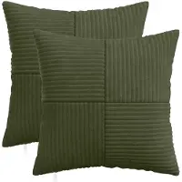 vidaXL Kussensloop 2 st ALMELO Groen 35 x 35 cm corduroy