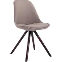 CLP bezoekersstoel Toulouse, bekleed met stof, rond model, met zitkussen en ronde houten poten, frame in cappuccino kleur, bekleding in taupe