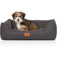 Knuffelwuff Hondenbed Lotte van velours met fijn handgeweven karakter Grijs