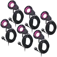HOFTRONIC™ 6x Sydney smart prikspot - GU10 - Plug & Play - RGBWW - 5.5 Watt - WiFi & Bluetooth - Voor buiten - Priklamp - Zwart - Grondspies - 1.5 meter netsnoer