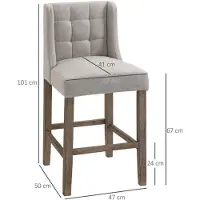 OEM Massief houten barkrukken – Set van 2 – Met kussen – Beige/Natuurlijk – Compact design
