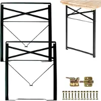 Merkloos Opklapbare metalen tafelpoten, zwart, 73x53 cm, met montageset, geschikt voor tuin en camping