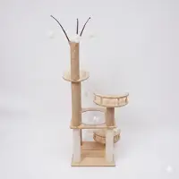 Merkloos Kartonnen krabpaal, 132 cm hoog, groot ligvlak, 3 springplanken, geschikt voor actieve katten