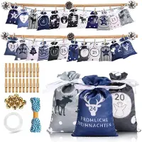Dripio Adventskalender set met 24 zakjes, canvas, geschikt voor zelf invullen, afmetingen 10x15 cm