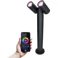 HOFTRONIC™ Aspen - Staande buitenlamp 45cm - RGBWW Smart WIFi + Bluetooth - Google Home, Amazon Alexa - IP65 Sokkellamp geschikt als tuinpadverlichting