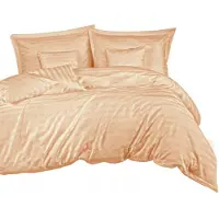 Darymex Bamboe-katoen satijn beddengoed (P) STREEP BEIGE/180x200 + 2x70x80 met lattenbodem + 4x40x40 BAMBOE