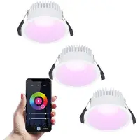 HOFTRONIC™ 3x Finn Smart LED inbouwspot - 10 Watt - Plafondspot - RGBWW - WiFi + Bluetooth - 630 Lumen - Binnen & buiten - Verzonken spot - Amazon Alexa + Google