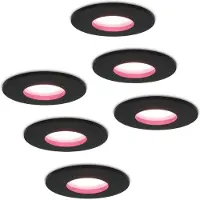 HOFTRONIC™ Set van 6 stuks smart WiFi dimbare RGBWW LED inbouwspots Porto zwart 5,5 Watt IP44