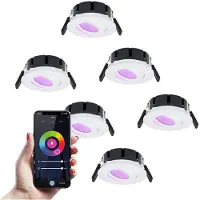 HOFTRONIC™ 6x Smart LED inbouwspots Napels wit 8 Watt RGBWW IP65 kantelbaar WiFi + Bluetooth