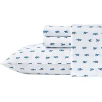 Nautica - Queen lakens katoenen percal beddengoedset Crisp & Cool Coastal Home Decor (Cloyster Blue Queen)