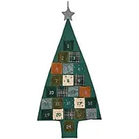 Merkloos Adventskalender van groen stof, handgemaakt, 56 x 108 cm, voor de kersttijd