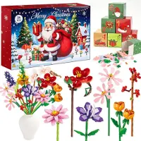 Merkloos Adventskalender 2026 met een botanische kunstbloemenboeket, bestaande uit 24 delen, voor Kerstmis