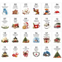 Merkloos 24 adventskalenderkaarten, houten standaard, thema mindfulness, voor dagelijks gebruik