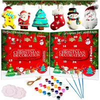 Merkloos DIY adventskalender, decoraties voor 2024, om te beschilderen, 24 stuks, voor kerstdecoratie
