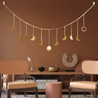 Merkloos Wanddecoratie maanfasen, goudkleurig metaal, 1 stuk, geschikt voor slaapkamer en woonkamer