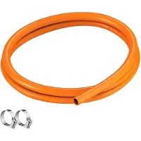 Merkloos Gasslang, 2 meter lang, 8 mm diameter, PVC, met 2 bevestigingsclips, geschikt voor buitengebruik