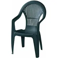 Merkloos Stapelbare monobloc-stoel met hoge rugleuning, 58 x 56 x 94 cm, groen, geschikt voor zowel binnen- als buitengebruik