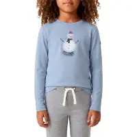 Super.natural - Kid's Snowman L/S - Merinolongsleeve 140, blauw