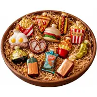 Mica Decorations Decoratie ornament fastfood goud 12 stuks