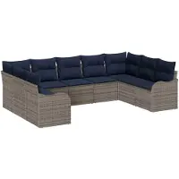 vidaXL Tuinbank Set Grijs poly rattan
