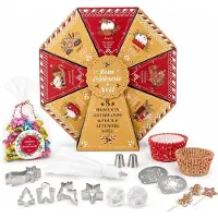 Merkloos Backset Adventskalender, 28 x 30 x 7 cm, met bakaccessoires, voor creatief bakken