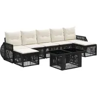 vidaXL Tuinbank Set 8 st Zwart en Crème Wit poly rattan