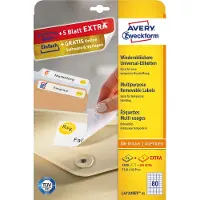 Avery Universele etiketten afneembaar L4732REV-25 A4 Wit 35,6 x 16,9 mm 30 Vellen à 80 Etiketten
