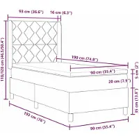 vidaXL Boxspring bed met hoofdeinde Taupe 90 x 190 cm Stof