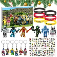 Merkloos Adventskalender met 24 unieke kerstaccessoires, inclusief 6 mini-ornamenten en 120 stickers, geschikt voor