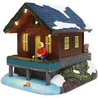 Santaville Chalet with Fisher with LED Polyresin 20cm