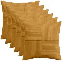 vidaXL Kussensloop 6 st ALMELO Geel 35 x 35 cm corduroy