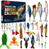 Merkloos Adventskalender voor vissers, 24 kunstaasjes, voor de adventsperiode
