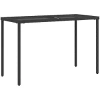 vidaXL Tuintafel met glazen blad 115x54x74 cm poly rattan zwart