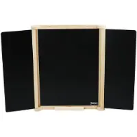 Jeujura Drieluik Muurschildering in natuurlijk hout - - Centrale leisteen en krijt/vilt luiken, inclusief accessoires, 82x56 cm