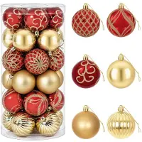 vidaXL - Kerstballenset - 30 - st - Goud - en - rood - Ø - 6 cm - Kunststof