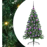 vidaXL - Kunststof - Voorverlichte - Kerstboom - met - 150 - LED - Groen - 120 - cm - PVC