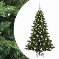 vidaXL - Kunstkerstboom - met - kerstbal - 150 - cm - 150 - LED's - Warmwit
