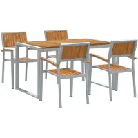 vidaXL Tuin Eettafel Set 5 st Grijs Massief Acacia Hout