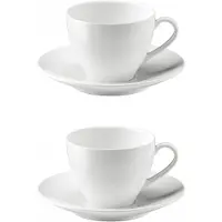 IKEA VÄRDERA Koffiekop met schotel - Wit, 20 cl (2 stuks)