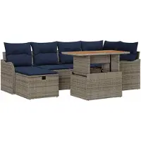 vidaXL Tuinbank Set 7 st Grijs poly rattan