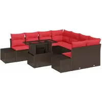 vidaXL Tuinbank Set 9 st Bruin poly rattan