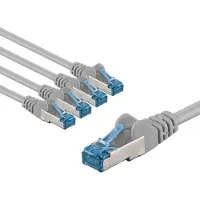 Goobay CAT 6A patchkabel, S/FTP (PiMF), 3 meter, grijs, set van 5