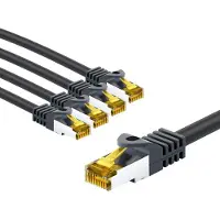 Goobay RJ45 Patch Cord CAT 6A S/FTP (PiMF), 500 MHz, with CAT 7 Raw Cable, 2 m, black, Set of 5