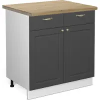 Vicco Keukenonderkast Fame-Line Antraciet-goud 80 cm , WB Eik, Model 45554