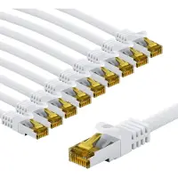Goobay RJ45 Patch Cord CAT 6A S/FTP (PiMF), 500 MHz, with CAT 7 Raw Cable, 3 m, white, Set of 10
